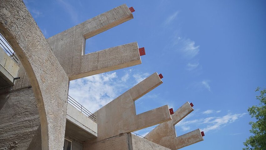 Buildings and shapes at Arcosanti project.