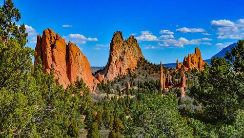 Garden of the Gods eroded red-sandstone formations in Colorado Springs, Colorado.