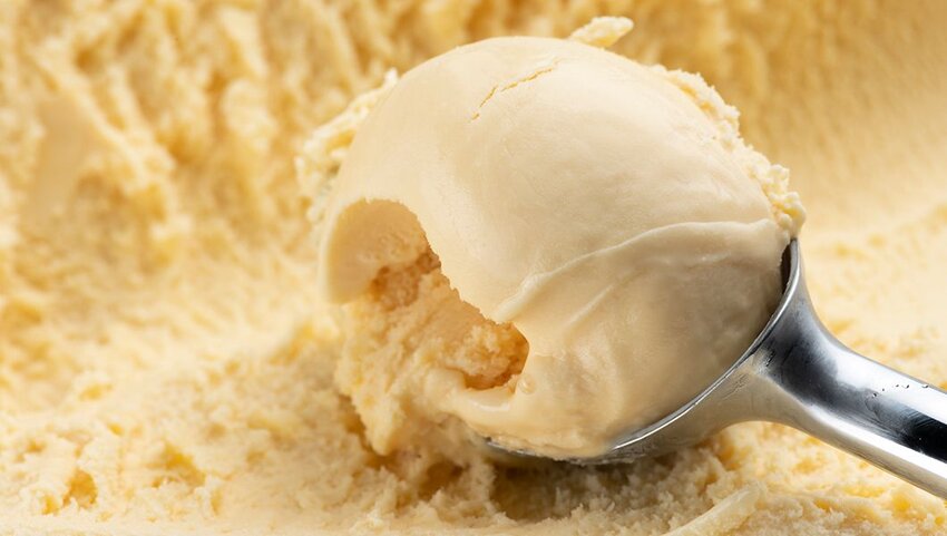 Scoop of vanilla ice cream.