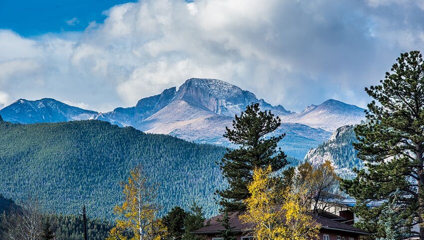 Longs Peak viewed from Estes Park, Colorado in the fall.