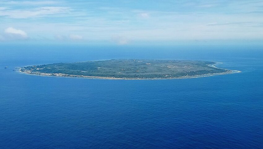 Aerial of Nauru island. 