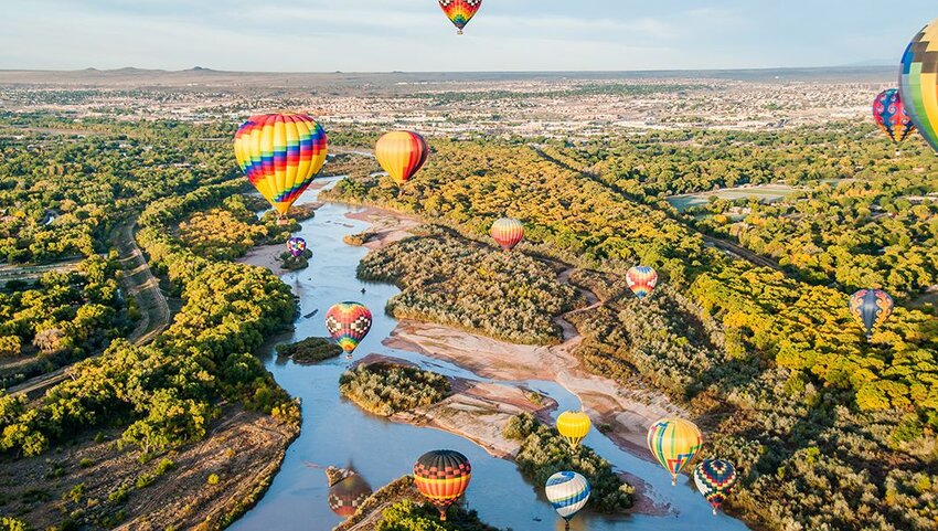 Hot air balloons of the Rio Grande River in New Mexico.