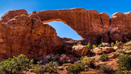 Sandstone arch in Arches National Park, Utah/