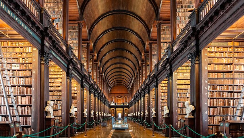 Inside the Long Room of The Old Library at Trinity College Dublin.
