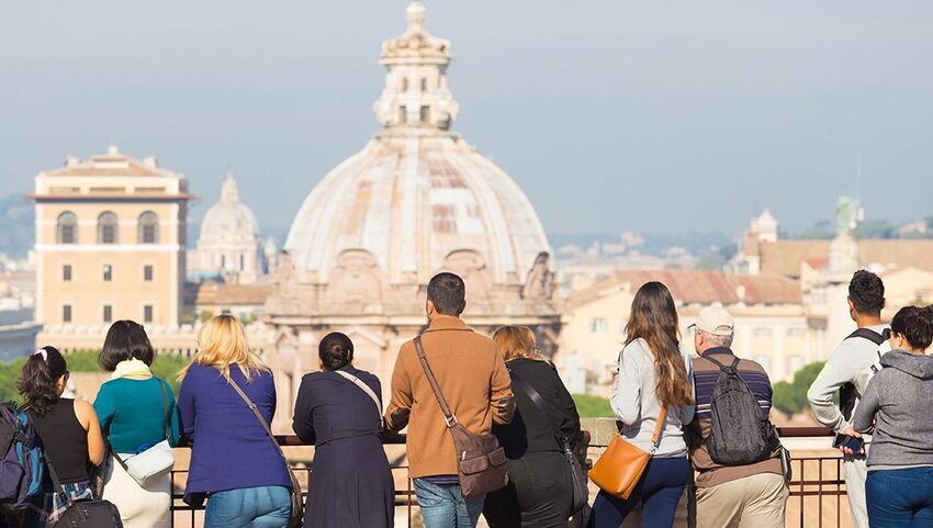 Group of tourist in Rome, Italy.