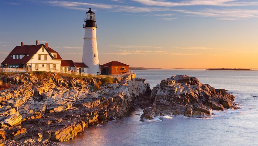 Portland Head Light at sunset.