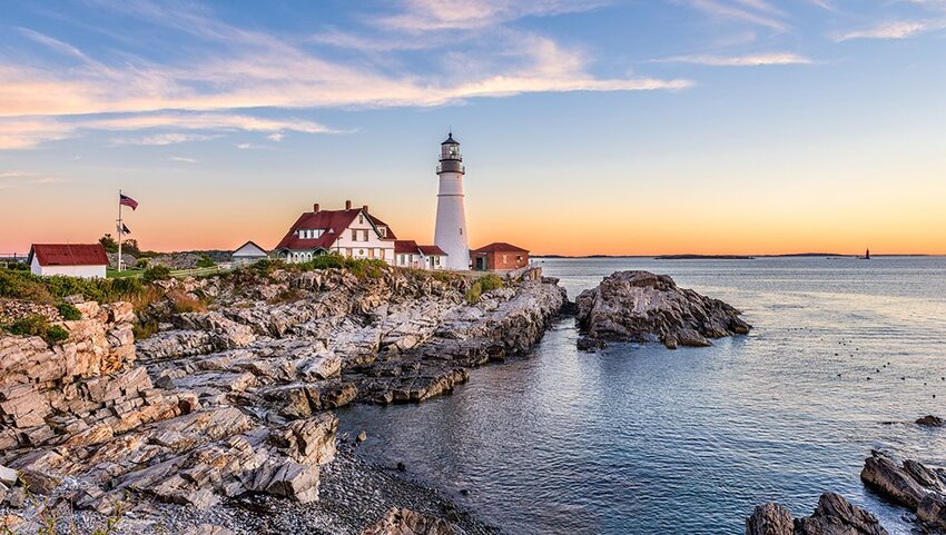 Portland Head Light at sunset.