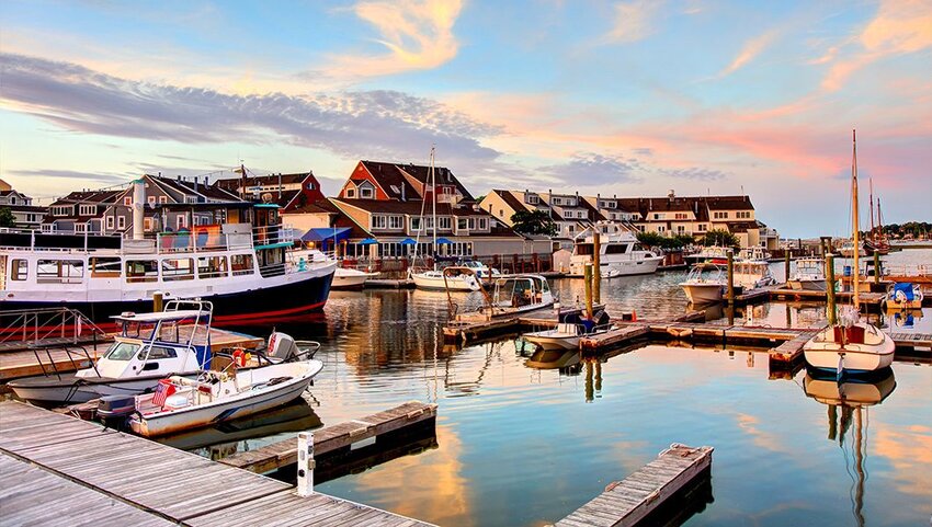 Boats docked in Harbor in Salem, Massachusetts.