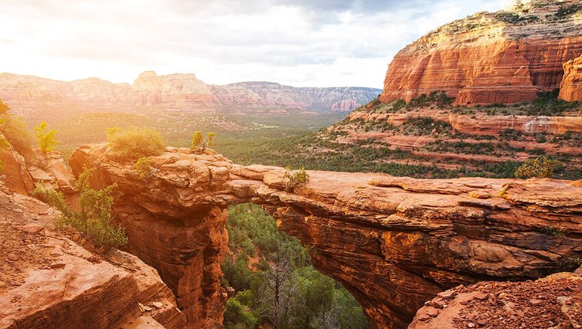 Devil's Bridge Trail and scenic panorama of Sedona. 