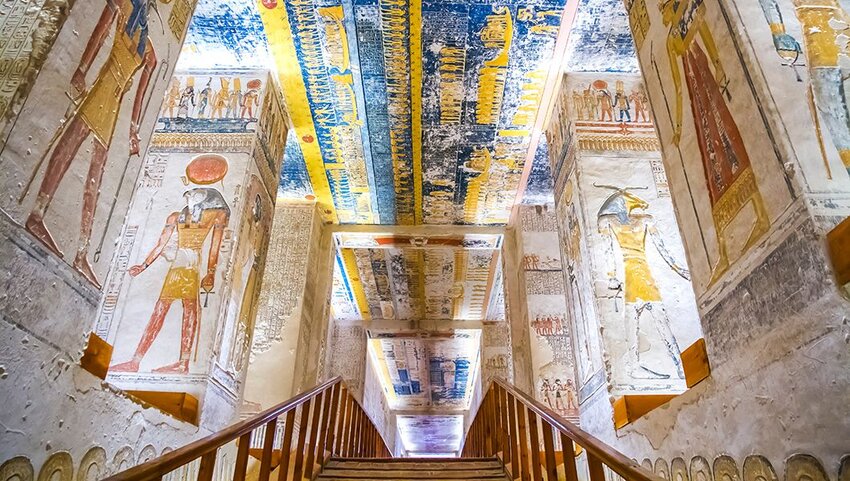 Hieroglyphics at Valley of the Kings, Luxor, Egypt.