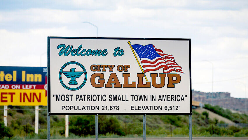 Welcome sign to Gallup, New Mexico.