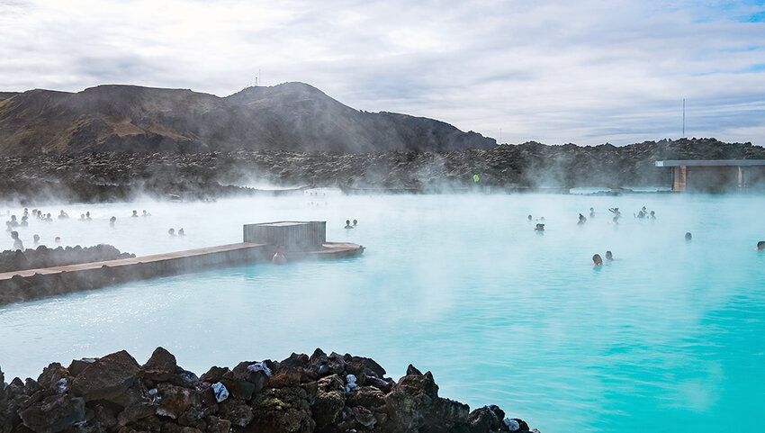 People in the Blue Lagoon geothermal spa.