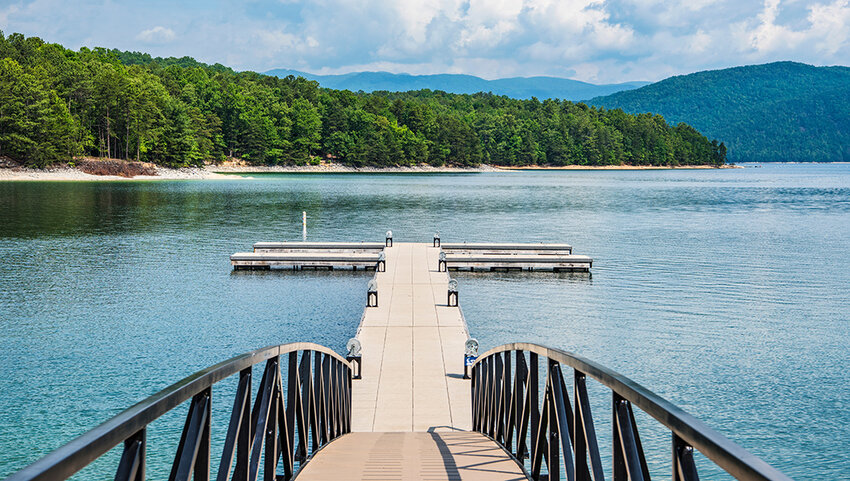 Dock leading out onto Lake Jocassee. 