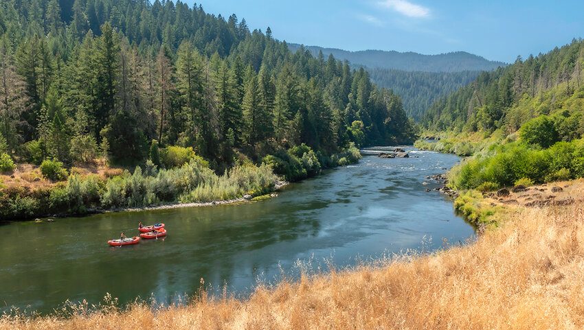 Rafting down the Rogue River in southern Oregon.