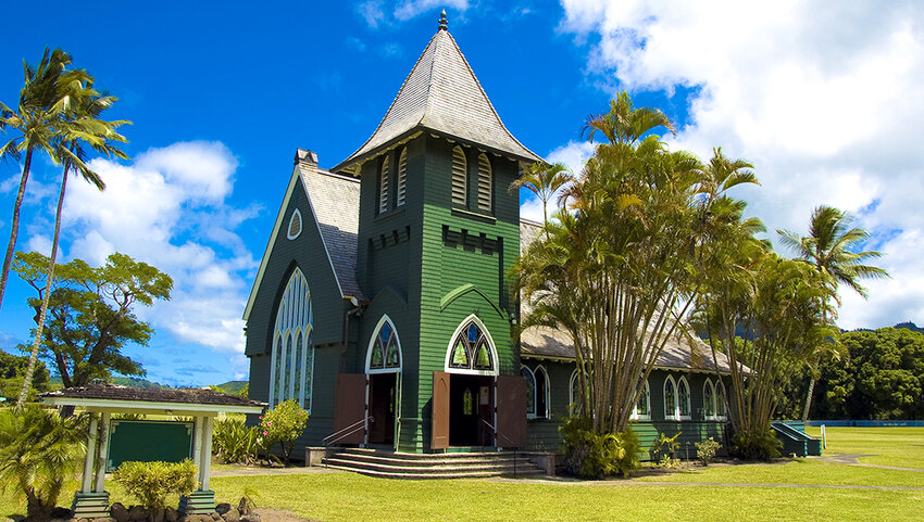 The Waioli Huiia Church in Halalei, Kauai, Hawaii
