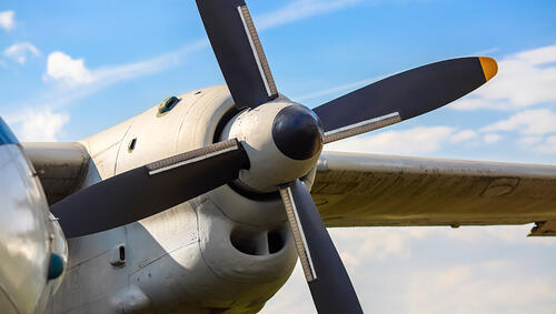 Close up of a propellor on an old plane.