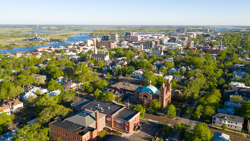 Aerial of downtown Wilmington. 