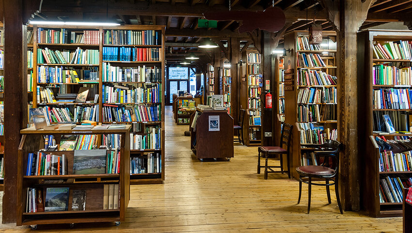 Bookstore interior.