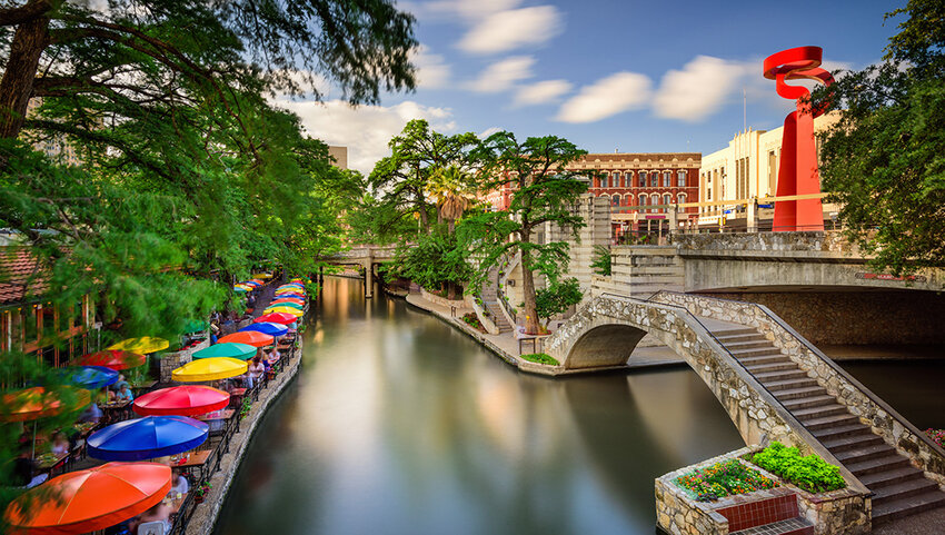 San Antonio, Texas cityscape at the Riverwalk.