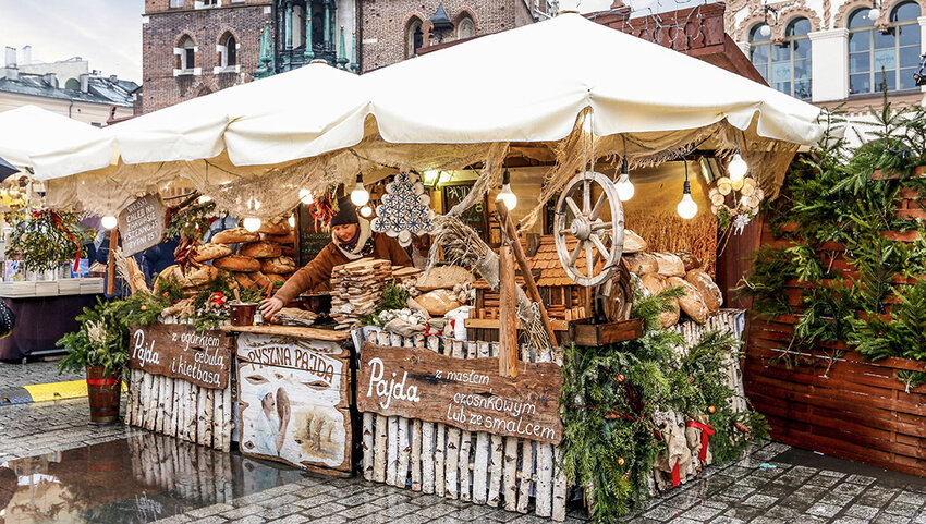 Bakery stand at Christmas Market in Krakow.