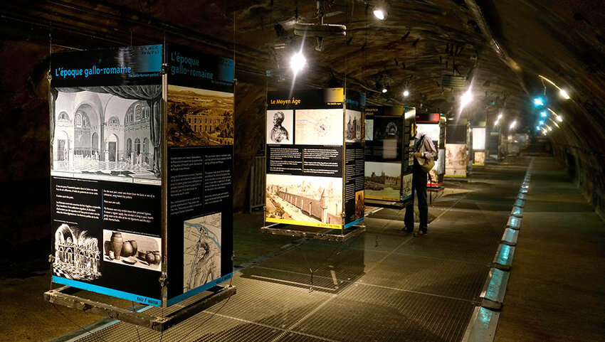 Exhibitions inside Musee des Egouts de Paris in the sewer of Paris.