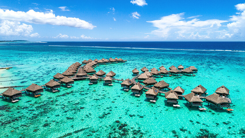 Tahiti hotel overwater bungalows.