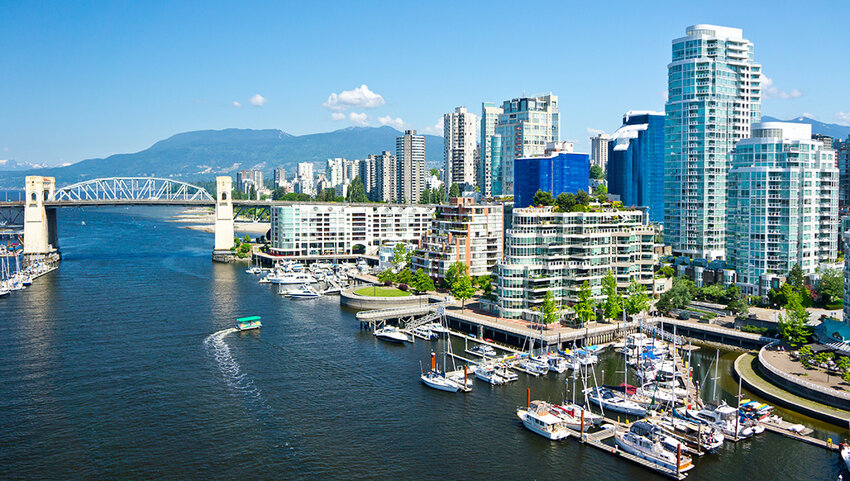Harbor and Vancouver skyline.