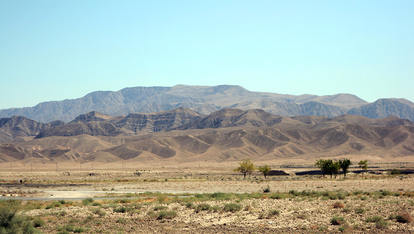 Mountains and desert landscape.
