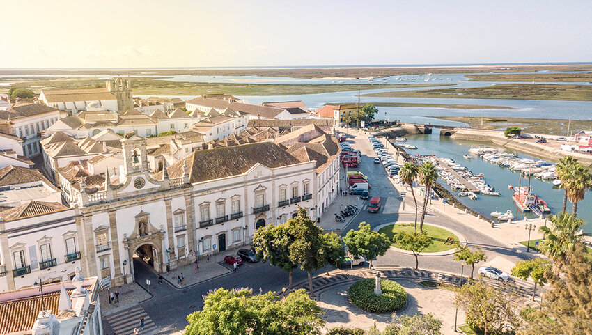 City center of Faro and harbor.