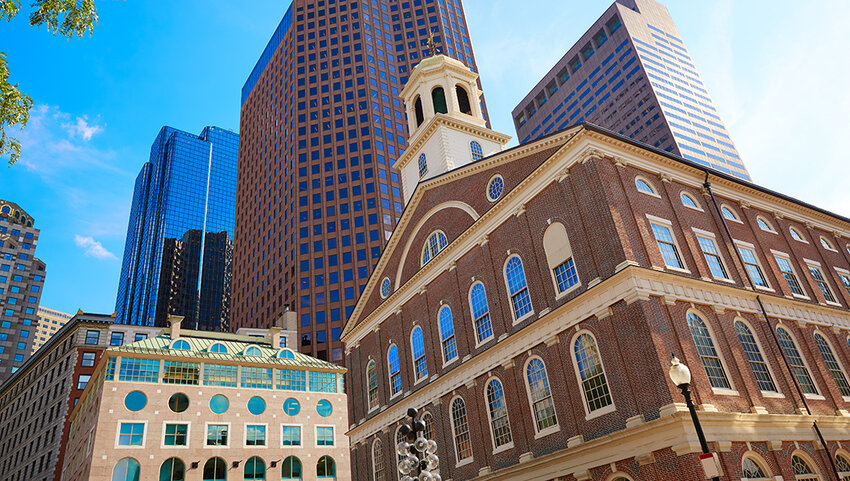Faneuil Hall and surrounding buildings. 
