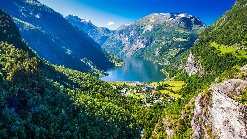 View of Geirangerfjord in Norway, Europe.