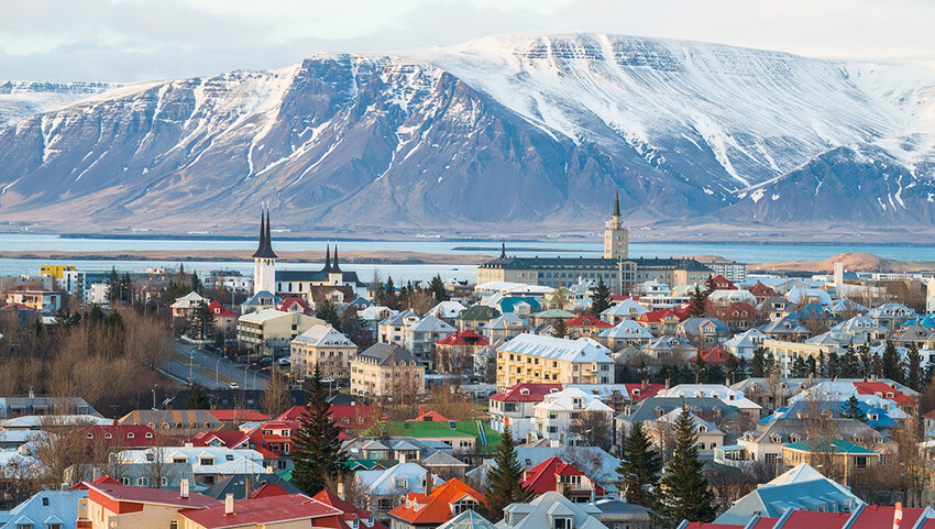 Reykjavik in wintertime. 