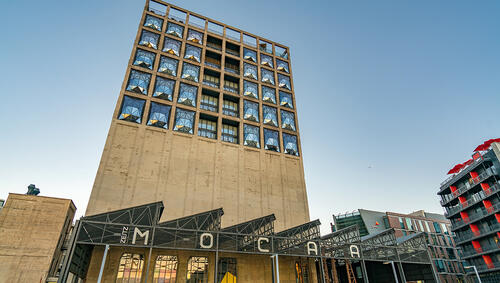  A view from the concrete building housing the Zeitz Museum of Contemporary Art Africa and the Silo Hotel.