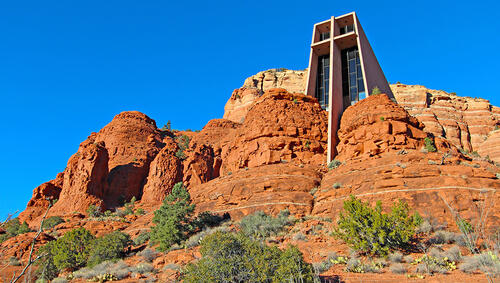 The Chapel of the Holy Cross set among red rocks in Sedona, Arizona