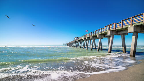 Pier and beach. 