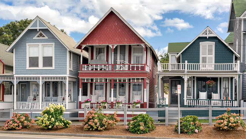 Row of colorful houses.